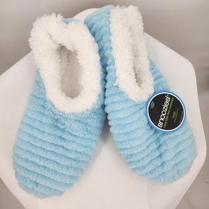 SNOOZIES Blue Sherpa Lined Slippers House Shoes Ladies Large 9/10 NWT